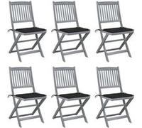 vidaXL Chaises de jardin pliantes 6 pièces avec coussin en bois massif d'acacia