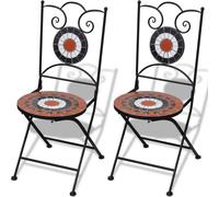 Chaises pliables de bistro 2 pcs Céramique Terre cuite et blanc