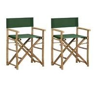 Chaises pliables de directeur lot de 2 Vert Bambou et tissu