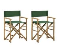 vidaXL Chaises de régie pliantes – Lot de 2 vert bambou et tissu