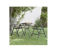 vidaXL Chaises pliables de jardin 2 pcs Maille métallique Anthracite 317340 Gris G