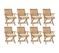 Chaises pliables de jardin avec coussins lot de 8 Teck solide