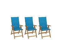 vidaXL Chaises de jardin pliantes 3 pcs. avec coussins en bois massif d'acacia