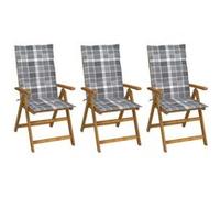 Chaises pliables de jardin lot de 3 avec coussins Bois d acacia G