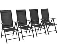 Chaises pliables de jardin lot de 4 Aluminium et textilène Noir