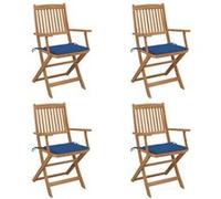 vidaXL Chaises de jardin pliantes 4 pièces avec coussins en bois massif d'acacia