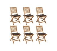 vidaXL Chaises de jardin pliantes 6 pièces avec coussins en bois massif d'acacia