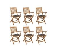vidaXL Chaises de jardin pliantes 6 pièces en bois massif d'acacia avec coussins