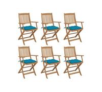 Chaises pliables de jardin lot de 6 avec coussins Bois d acacia