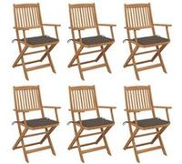vidaXL Chaises de jardin pliantes 6 pièces avec coussins en bois massif d'acacia