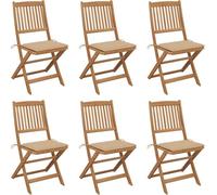 Chaises pliables de jardin lot de 6 avec coussins Bois d'acacia