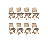 Chaises pliables de jardin lot de 8 avec coussins Bois d acacia