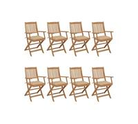 Chaises pliables de jardin lot de 8 avec coussins Bois d acacia