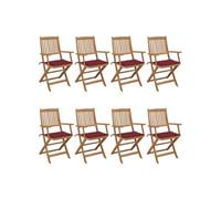 VidaXL 3074976, Terrasse, Siège rembourré, Acacia, Rouge, Polyester, 540 mm