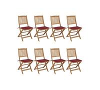Chaises pliables de jardin lot de 8 avec coussins Bois d acacia