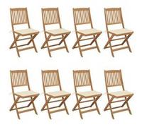 Chaises pliables de jardin lot de 8 avec coussins Bois d acacia G