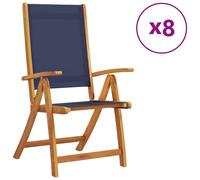 Chaises pliables de jardin lot de 8 bois d'acacia et textilène