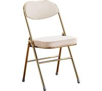 Chaises Pliante Chaise Pliante Confortable Chaise Commerciale De Bureau Rétro, Chaise Pliante Confortable en Velours Côtelé, Chaise D'événement De Conception Ergonomique (Color : Beige White, S : 46