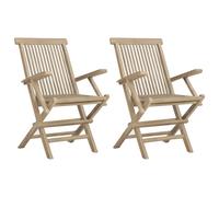 Chaises pliantes 2 pcs grises 56x61x89cm en bois massif de teck