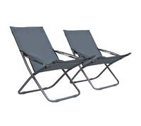 Chaises pliantes 2 pièces Tissu Gris vidaXL