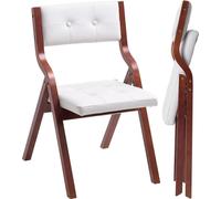 Chaises pliantes en bois avec coussin rembourré et structure en bois blanc, lot de 4