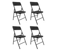 Chaises pliantes noires - Lot de 4 chaises pliables de jardin - Structure en Acier - 150 kg - Fêtes - réceptions - pique-nique