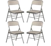 Chaises pliantes rembourrées en tissu - PIPIPOXER - Lot de 4 - Beige-gris - Jardin