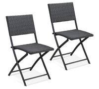 Chaises pliantes Rome - CASARIA - Noir - Polyrotin - Acier zingué et laqué - Meuble de jardin