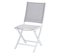 Chaises pliantes White Star en aluminium blanc, assise textilène grise