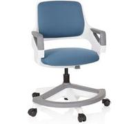 HJH Office Chaise pivotante KID FLEX pour enfants – repose-pieds et dossier réglables – gris bleu