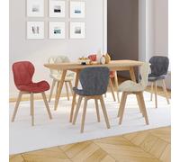 IDMarket - Lot de 6 chaises ROBINE en tissu mix color x2 gris foncé, x2 terracotta, x2 beige