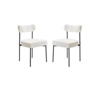 VEVOR Chaises Salle à Manger Bouclettes, Ensemble Chaises de Cuisine Sherpa 2 Pièces, avec Dossier Incurvé et Pieds en Métal, Meuble d’Appoint Moderne Peu Encombrant, pour Table à Manger, Blanc