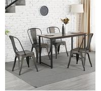 Chaises Salle à Manger Industrielles en Métal - YAHEETECH - Lot de 4 - Assise Métal