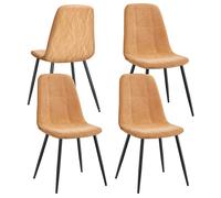Chaises Salle à Manger - VASAGLE - Lot de 4 - Tissu Chenille - PU Glacé - Marron Caramel