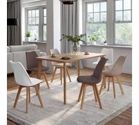 IDMarket Chaises de salle à manger SARA scandinaves - taupe, beige et blanc - Lot de 6