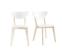 Chaises scandinaves blanc et bois clair (lot de 2) LEENA