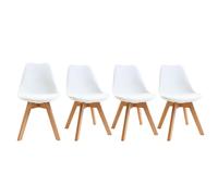 Chaises scandinaves blanc et bois clair massif (lot de 4) PAULINE