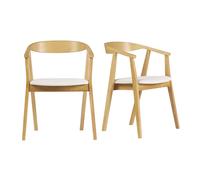 Chaises scandinaves bois clair et tissu effet laine bou blanc (lot de 2) BAHIA