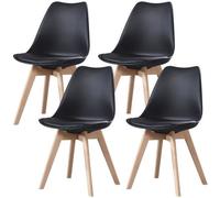 Chaises scandinaves - Clara - Lot de 4 - Noir - Pieds en bois massif - Design moderne