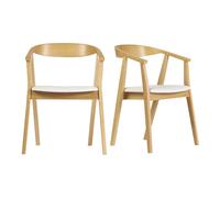 Chaises scandinaves design blanc et bois clair (lot de 2) BAHIA