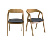 Chaises scandinaves empilables en bois clair chêne et assises noires (lot de 2) LOVA