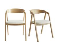 Chaises scandinaves empilables en bois clair chêne et tissu effet laine bou blanc cassé (lot de 2) LOVA