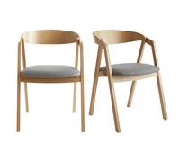 Chaises scandinaves empilables en bois clair chêne et tissu gris (lot de 2) LOVA