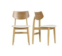 Chaises scandinaves en bois clair et blanc (lot de 2) ELION