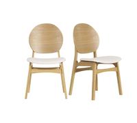 Chaises scandinaves en bois clair et tissu effet laine bou blanc (lot de 2) ELTON