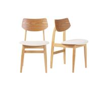 Chaises scandinaves en bois clair et tissu effet laine bou blanc (lot de 2) ELION