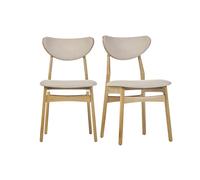 Chaises scandinaves en tissu effet laine bou beige et bois clair chêne massif (lot de 2) MAYA