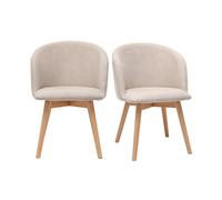 Chaises scandinaves en tissu effet velours beige et bois clair massif (lot de 2) VANITY