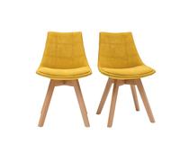 Chaises scandinaves en tissu effet velours jaune moutarde (lot de 2) matilde