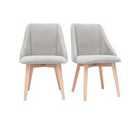 Chaises scandinaves en tissu effet velours texturé gris clair et bois clair (lot de 2) HIGGINS